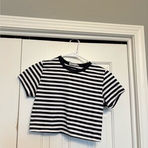 Cotton On Black and White Striped Kids Tee